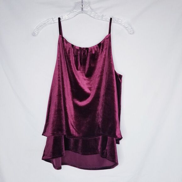Old Navy Layered Ruffle Velvet Cami Burgundy Small Whimsigoth 90s Gothic Holiday - Picture 6 of 9